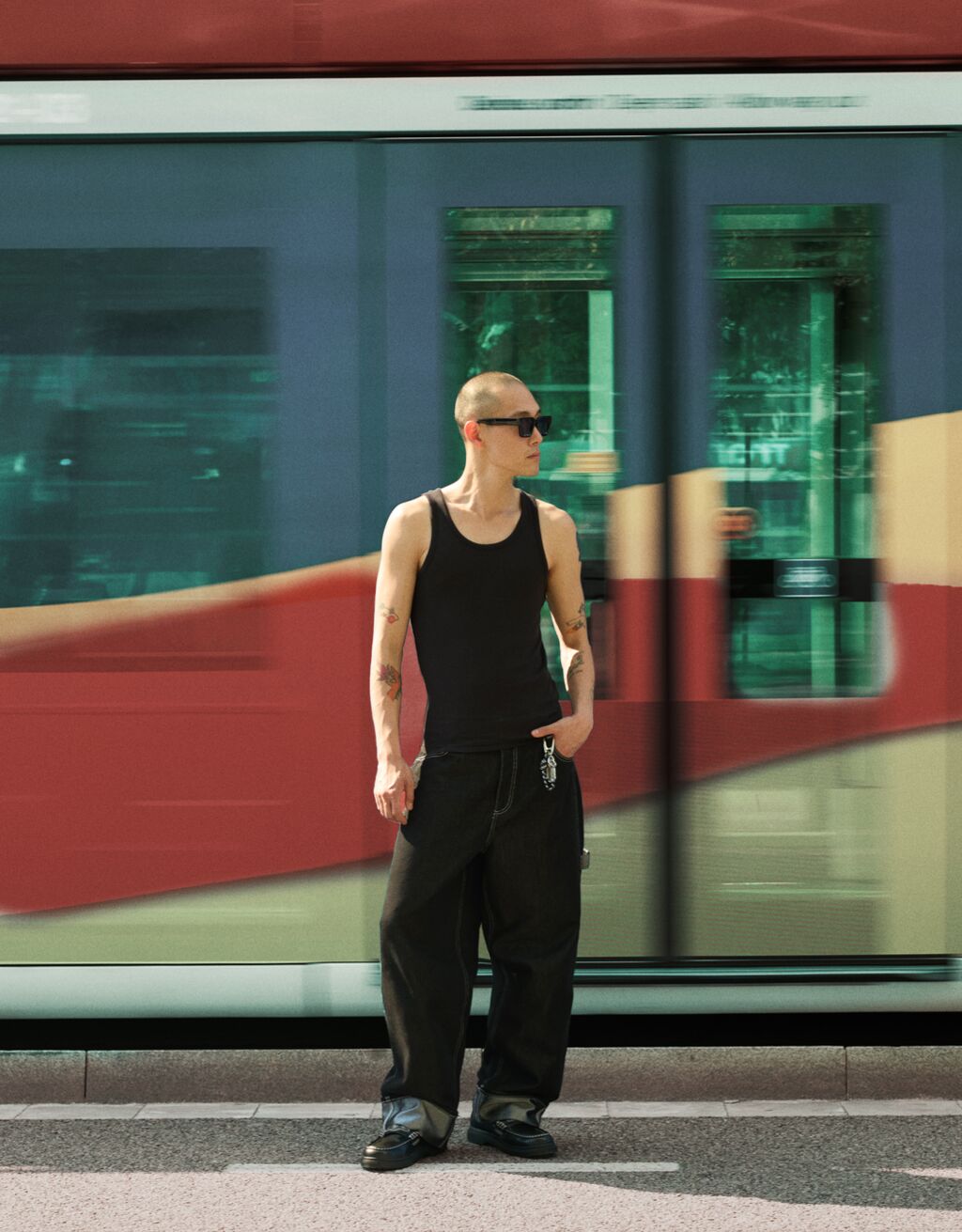 Ribbed vest top-Black-0