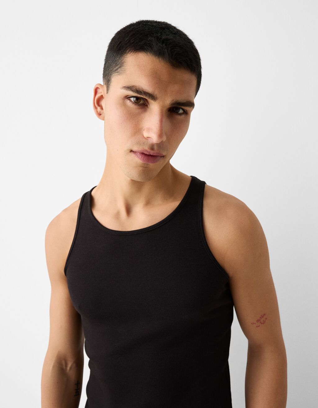 Ribbed vest top-Black-2