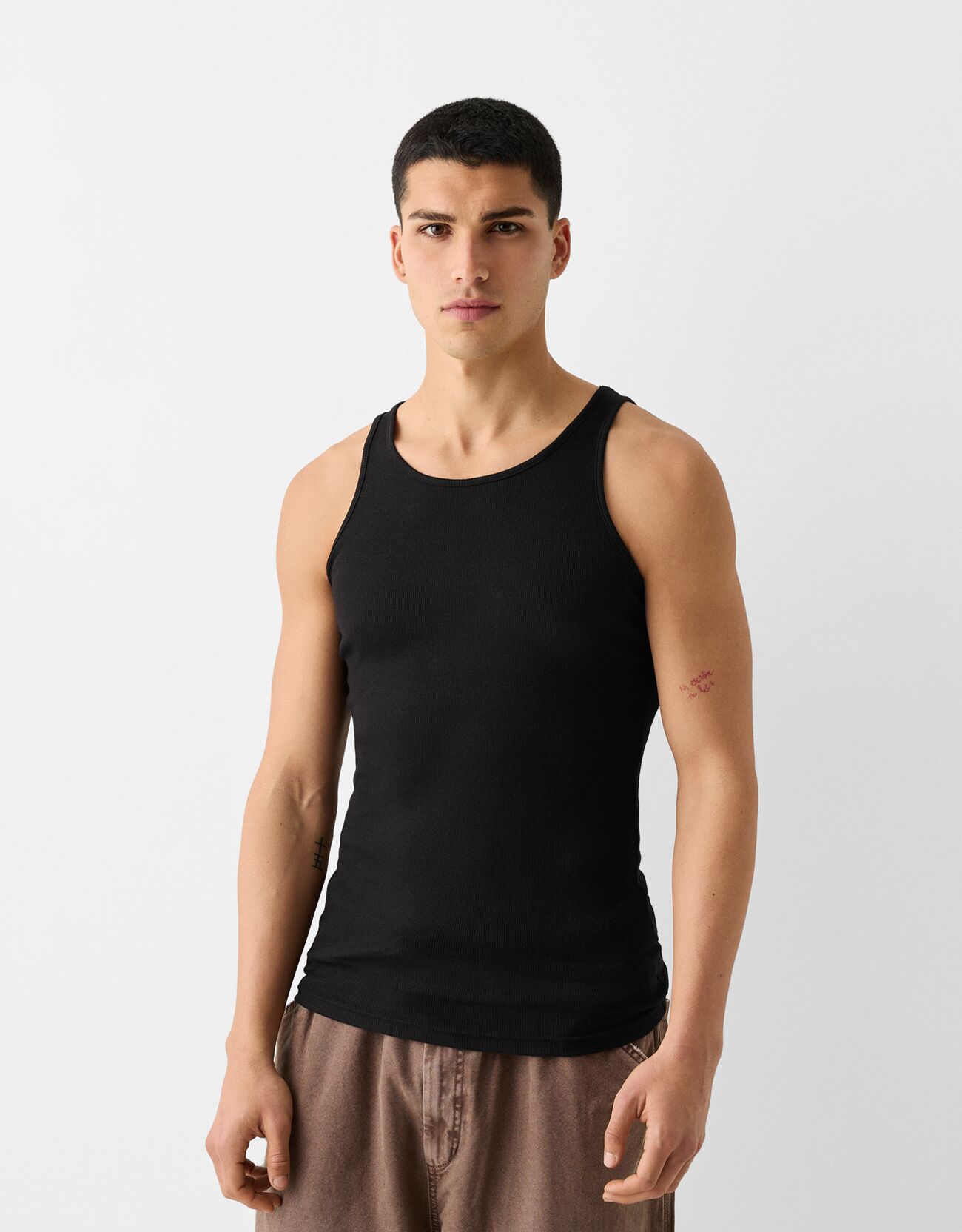 Bershka Trägertop Aus Rib Herren Xl Schwarz