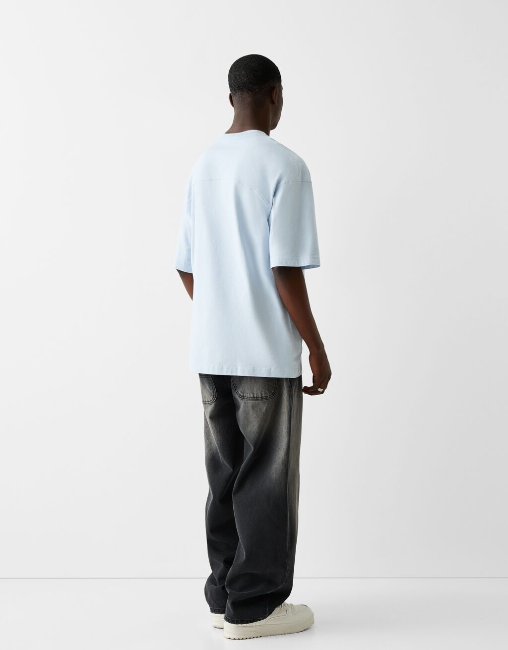 Oversized T-shirt met korte mouwen-Lichtblauw-1