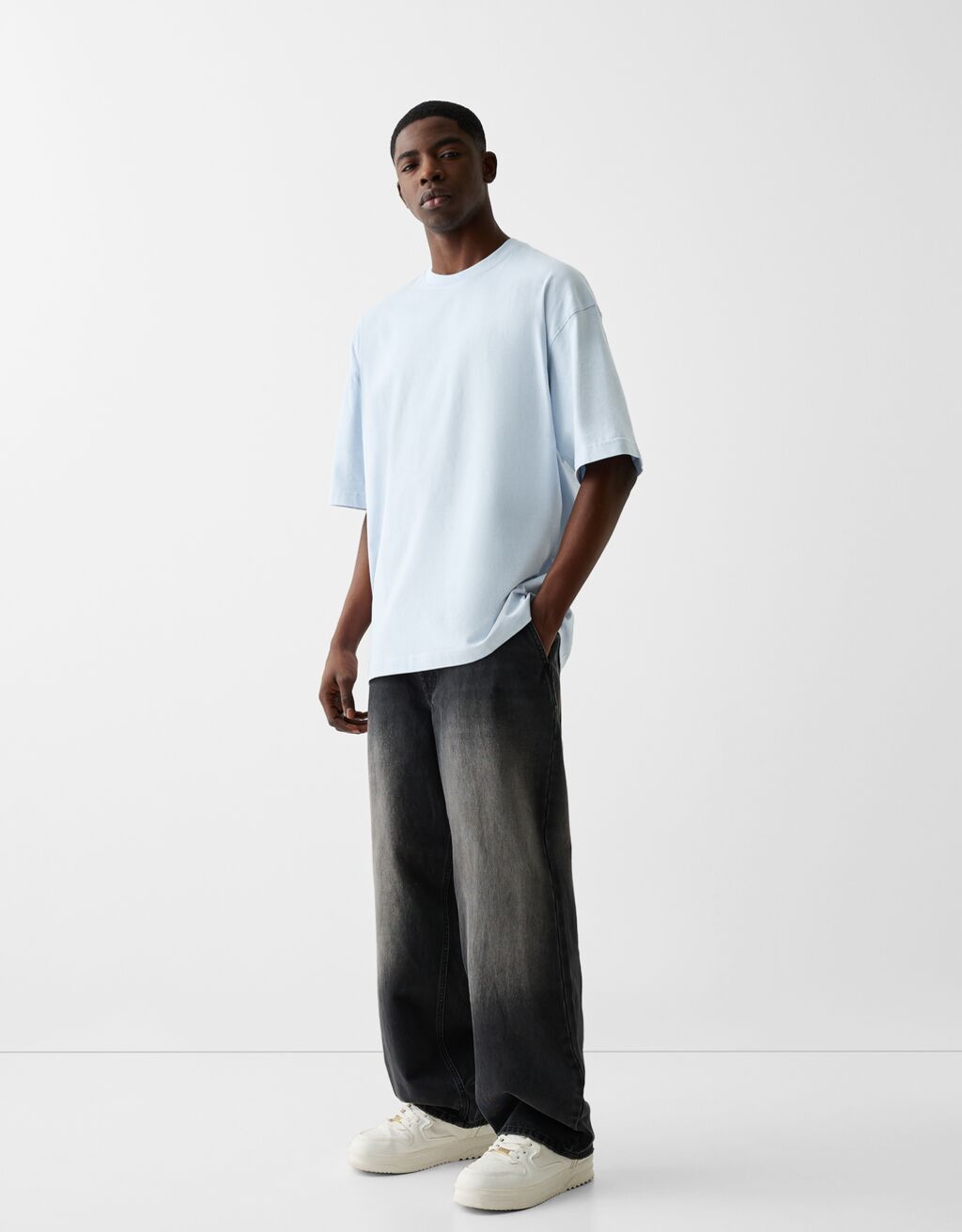 Oversized T-shirt met korte mouwen-Lichtblauw-3