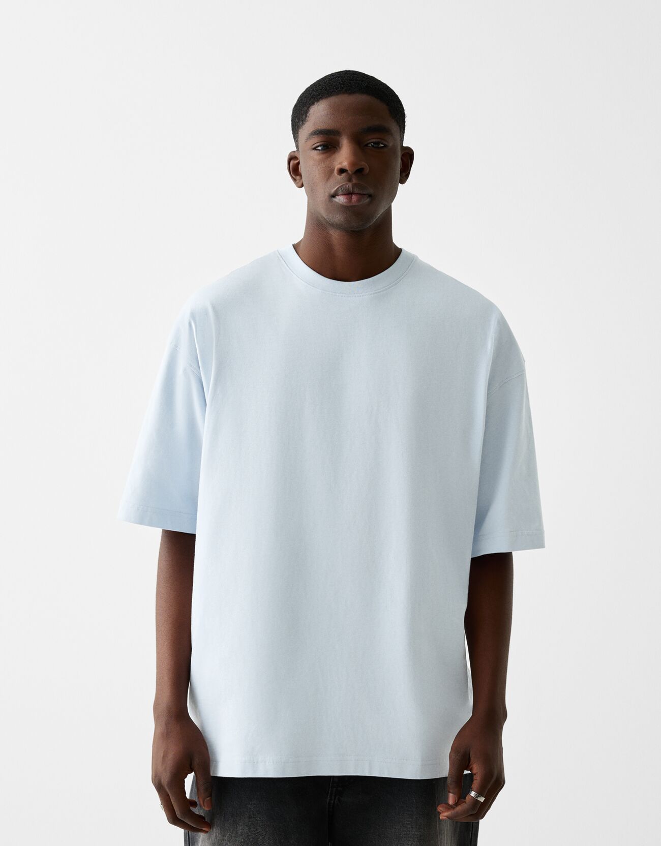 Bershka Oversize-Shirt Mit Kurzen Ärmeln Herren Xs Hellblau