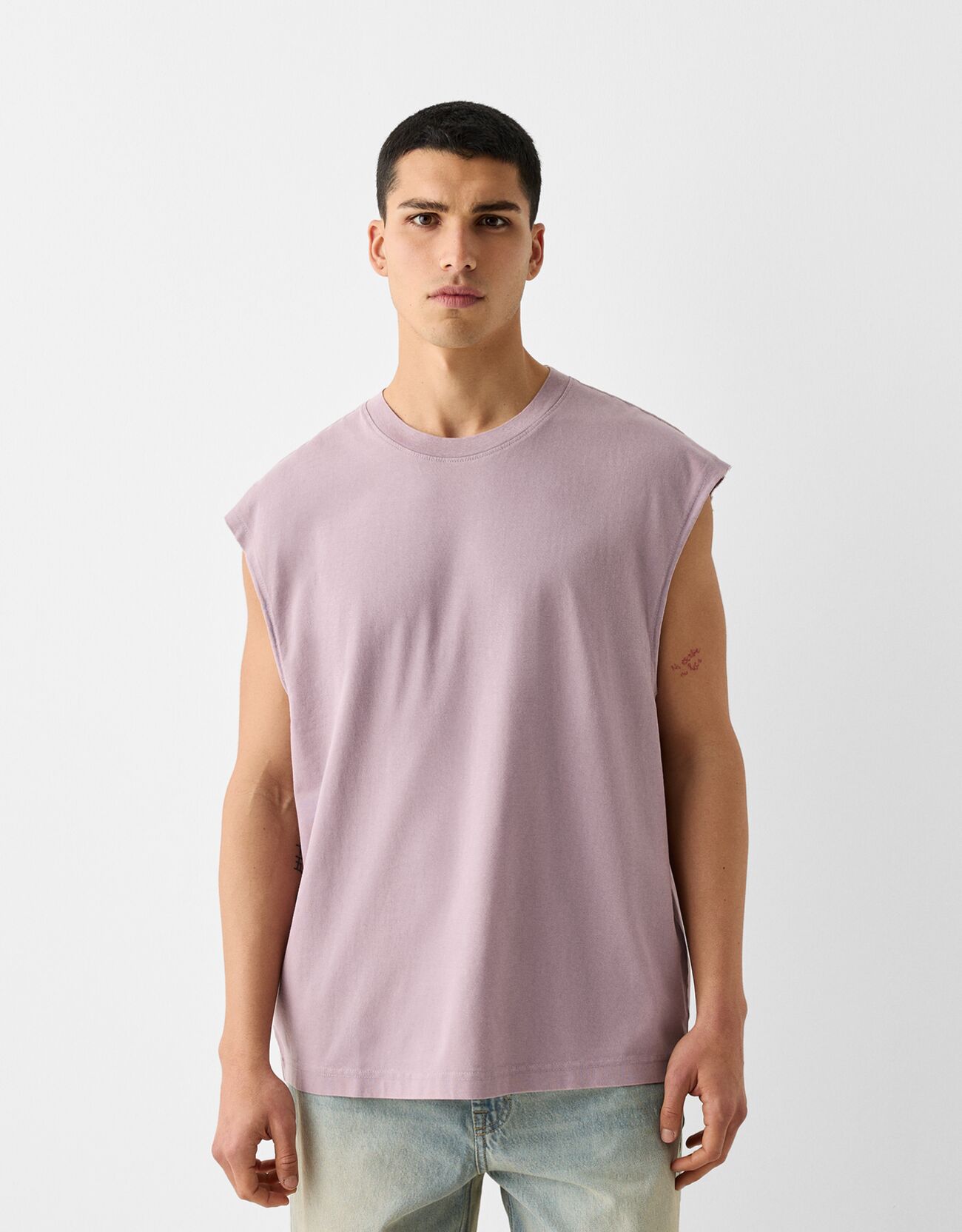 Bershka Ärmelloses Oversize-Shirt Herren Xl Violett