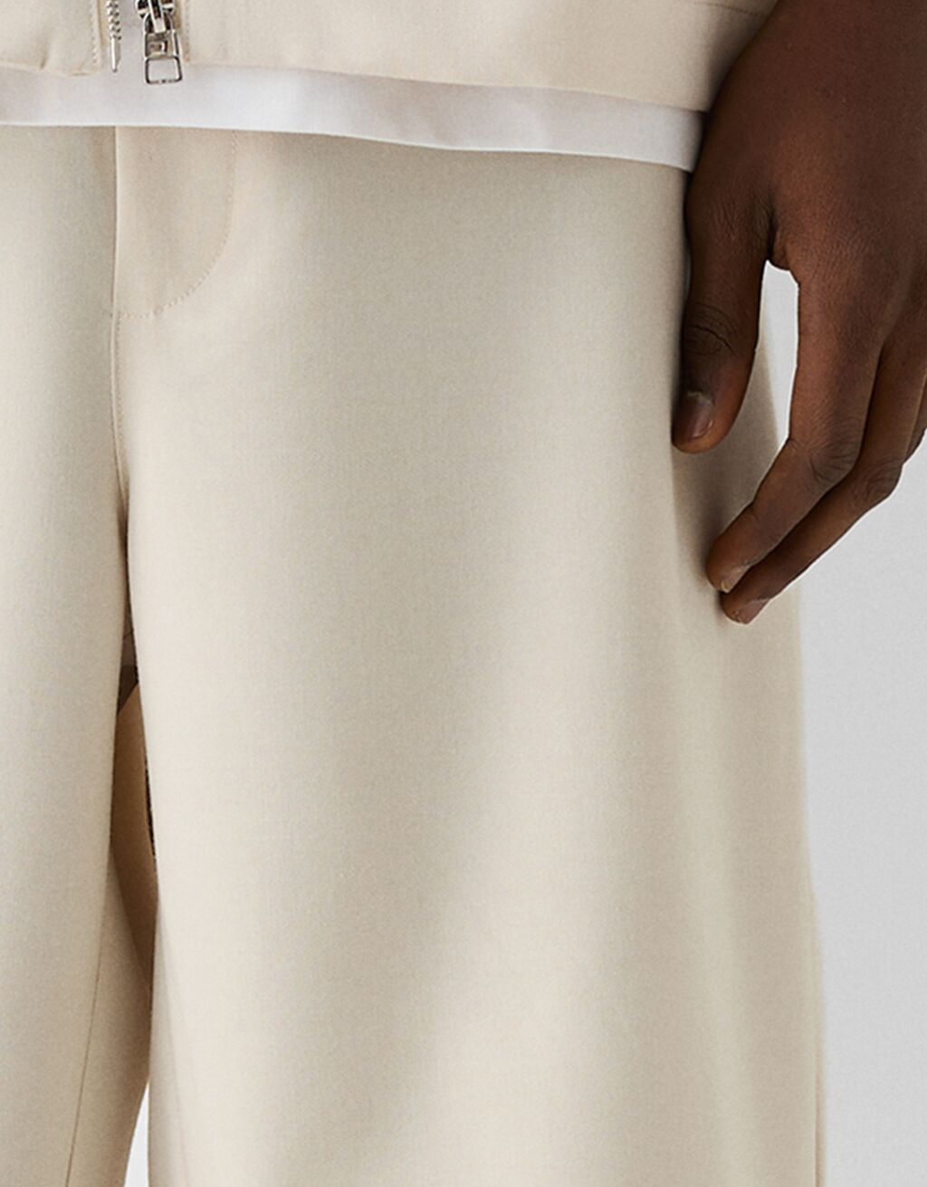 Calções bermuda tailoring fit de perna larga-Areia-5