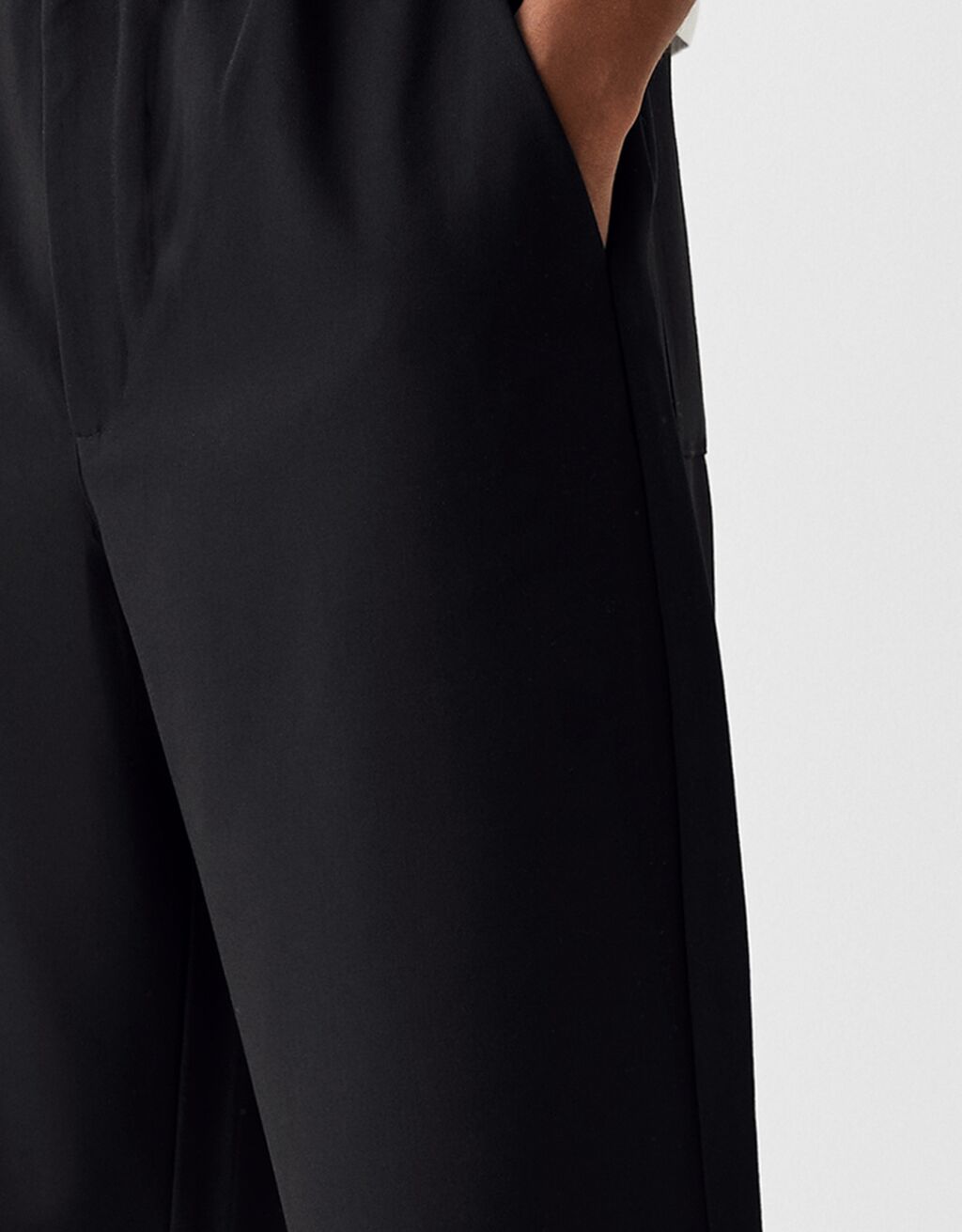 Calções bermuda tailoring fit de perna larga-Preto-5