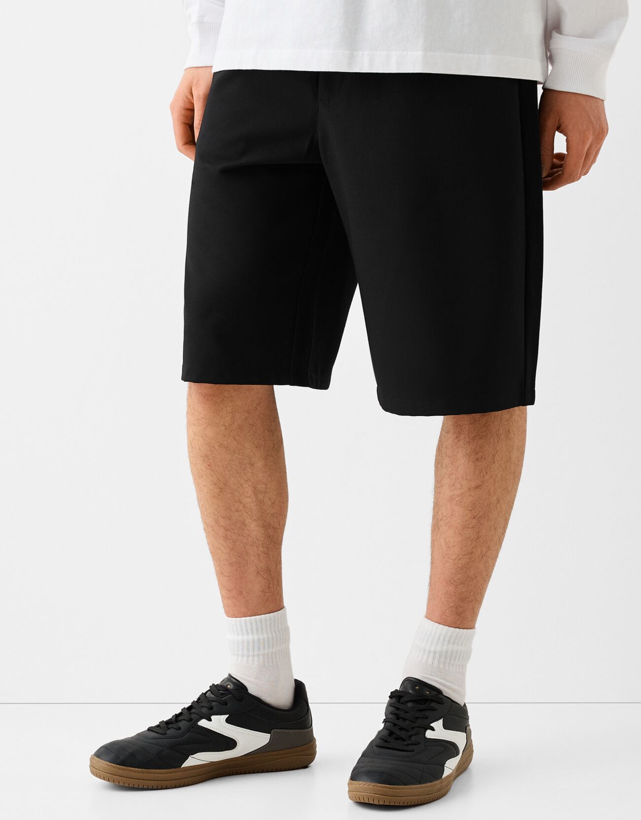 Bershka Tailoring-Bermudas Im Wide-Fit Herren Xl Schwarz