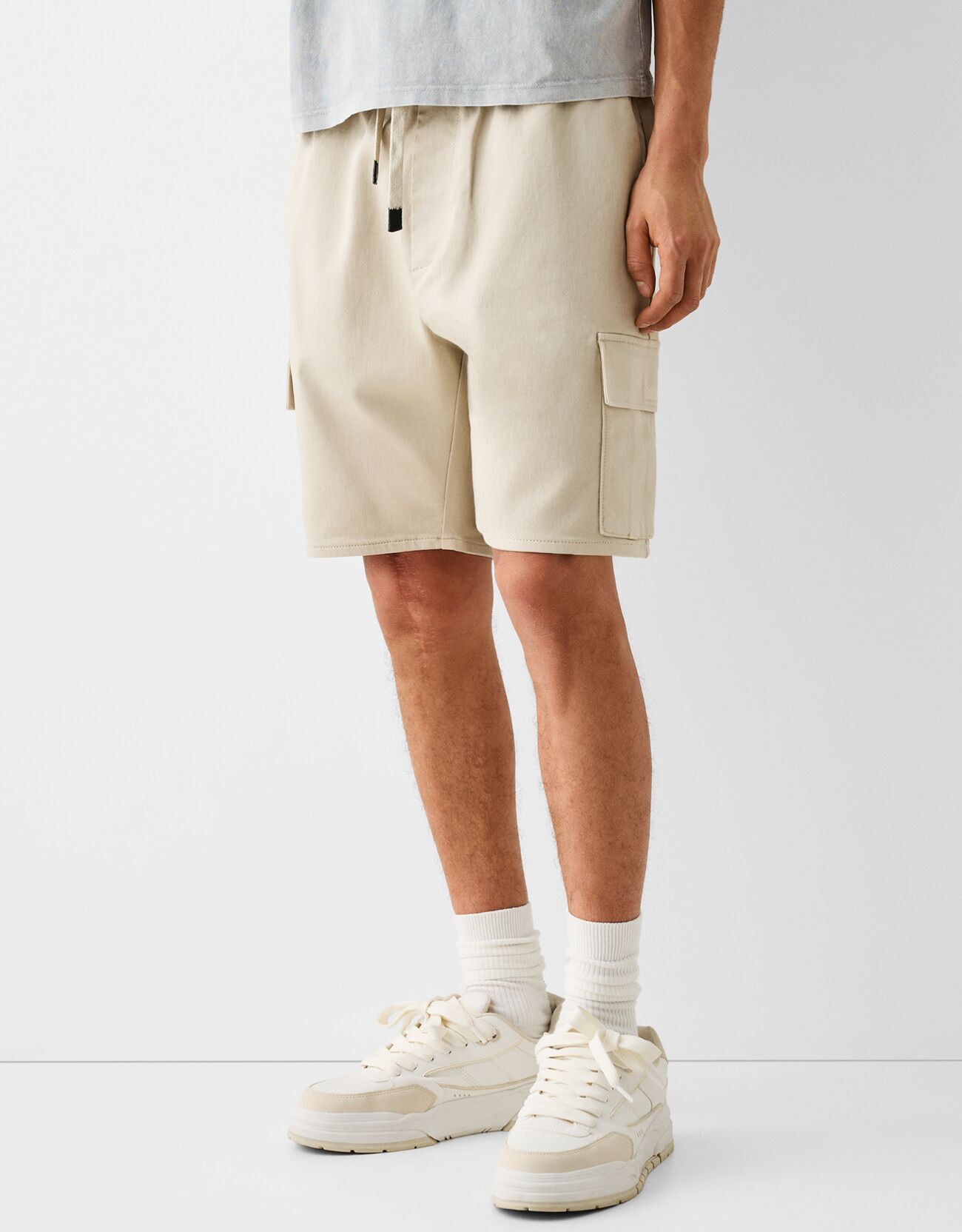 Bershka Bermuda Jogger Cargo Soft Uomo S Sabbia