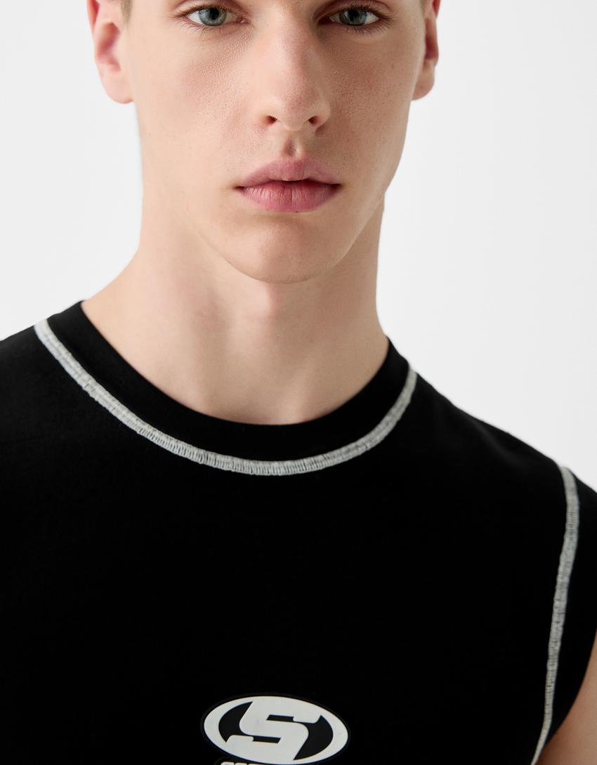 Gilet sans manches BERSSSHKA X SSSTUFFF fil contrastant-Noir-4