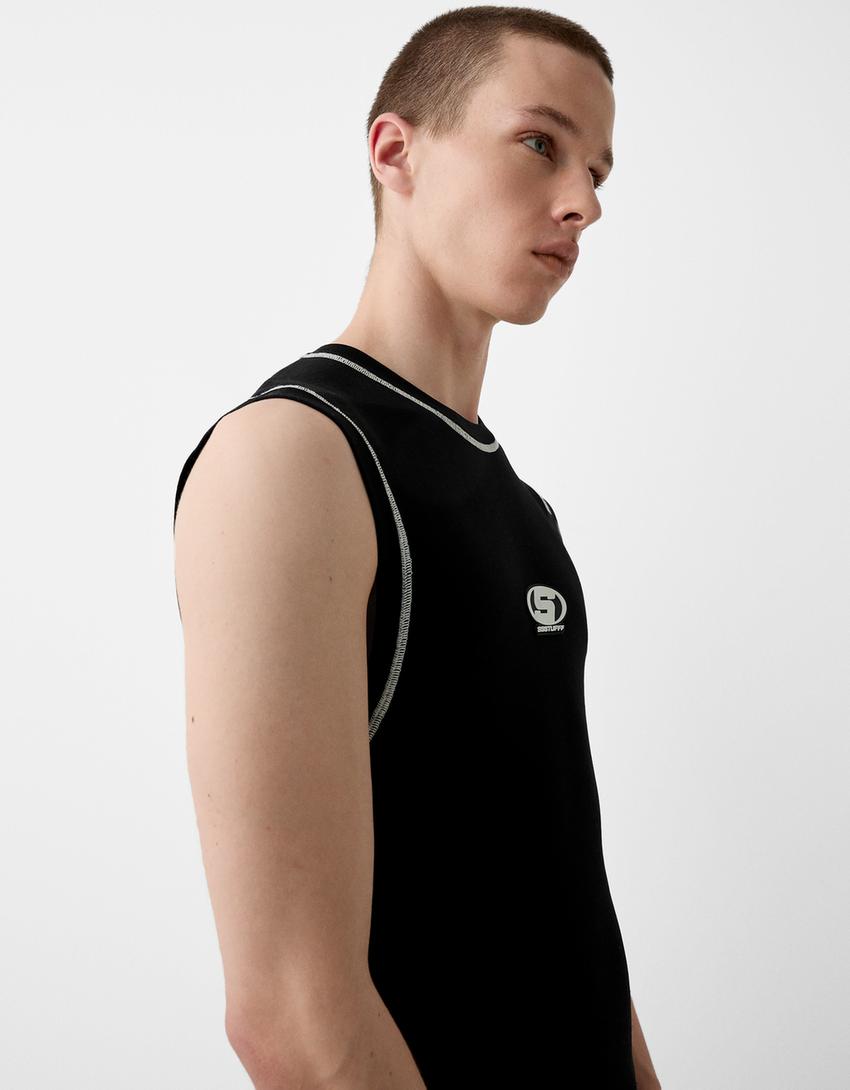 Gilet sans manches BERSSSHKA X SSSTUFFF fil contrastant-Noir-3
