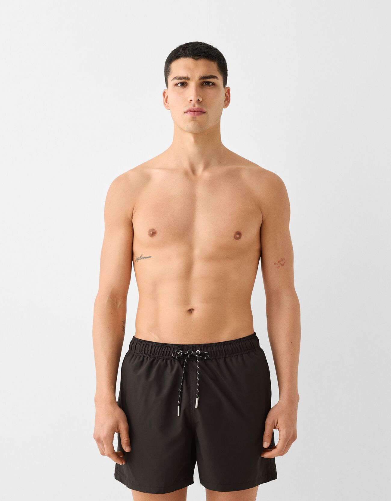 Bershka Basic-Badeshorts Herren S Schwarz