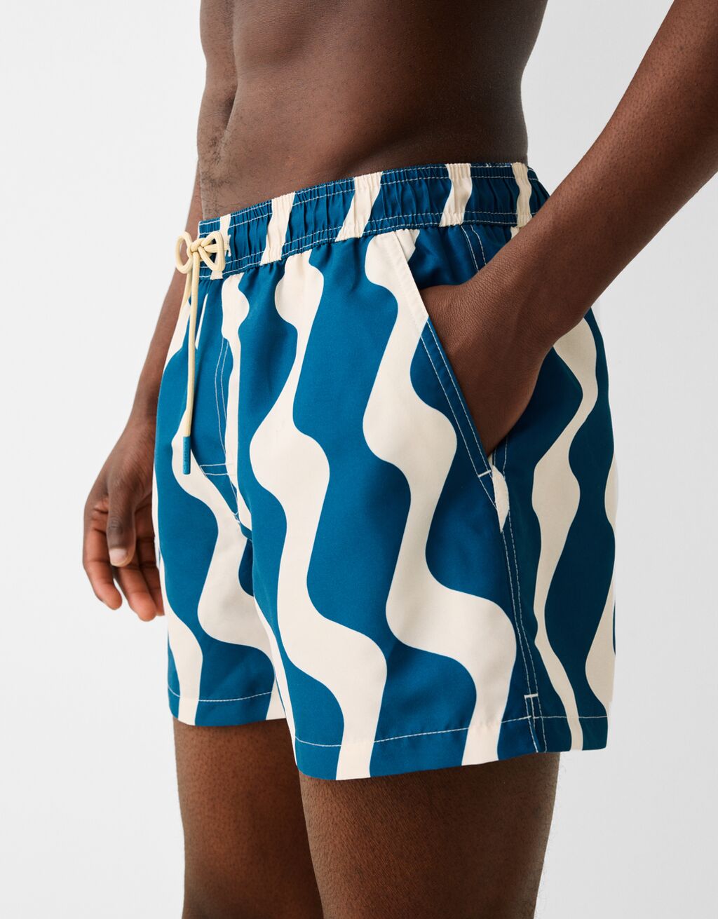 Short de bain imprimé-Bleu foncé-3