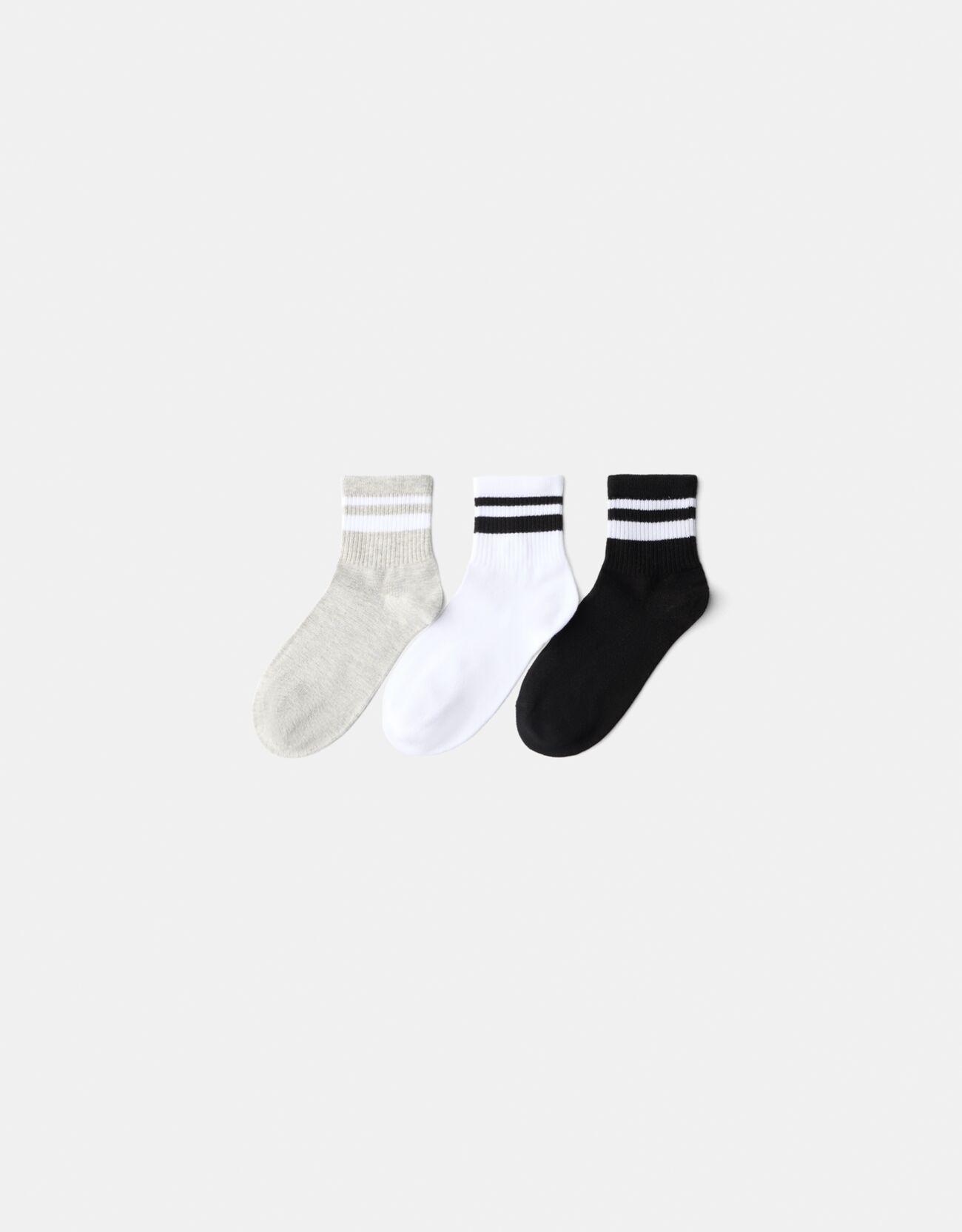 Bershka 3er-Pack Kurze Socken Mit Streifen Herren Schwarz