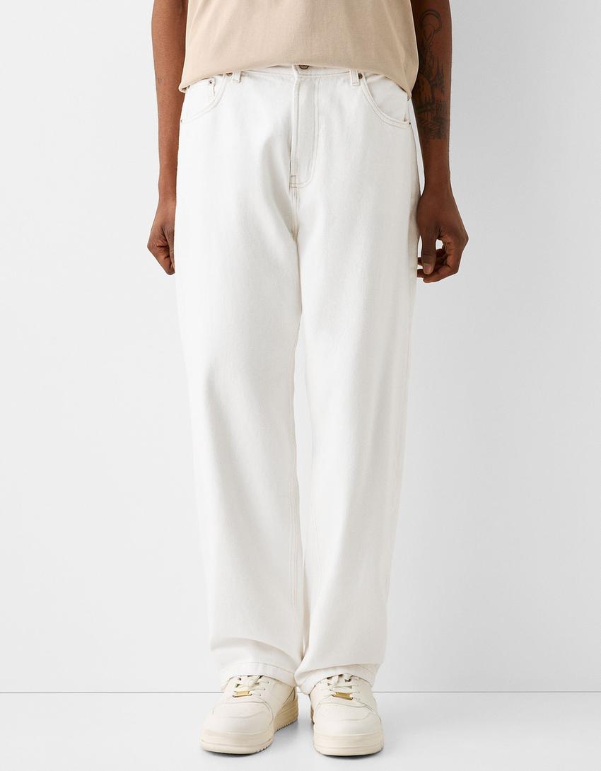 بنطال جينز فضفاض-أبيض-1