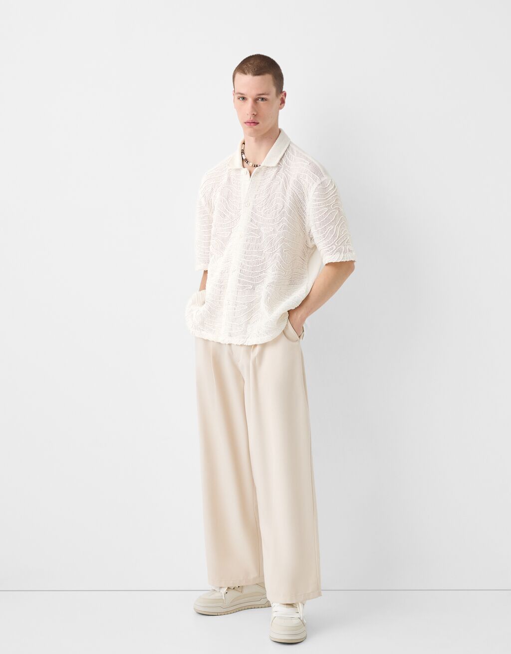 Camisa manga corta bordado-Crudo-3