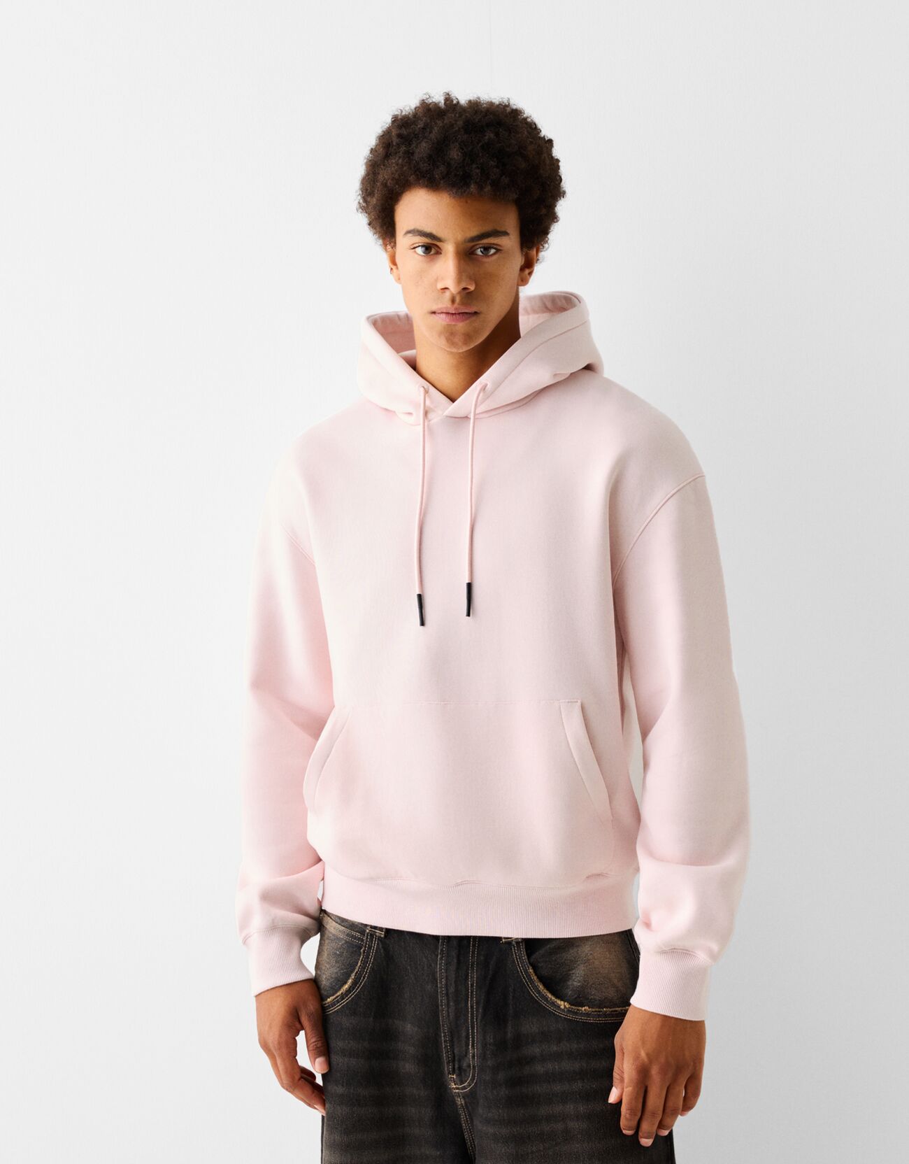 Bershka Sudadera Capucha Hombre Xl Rosa