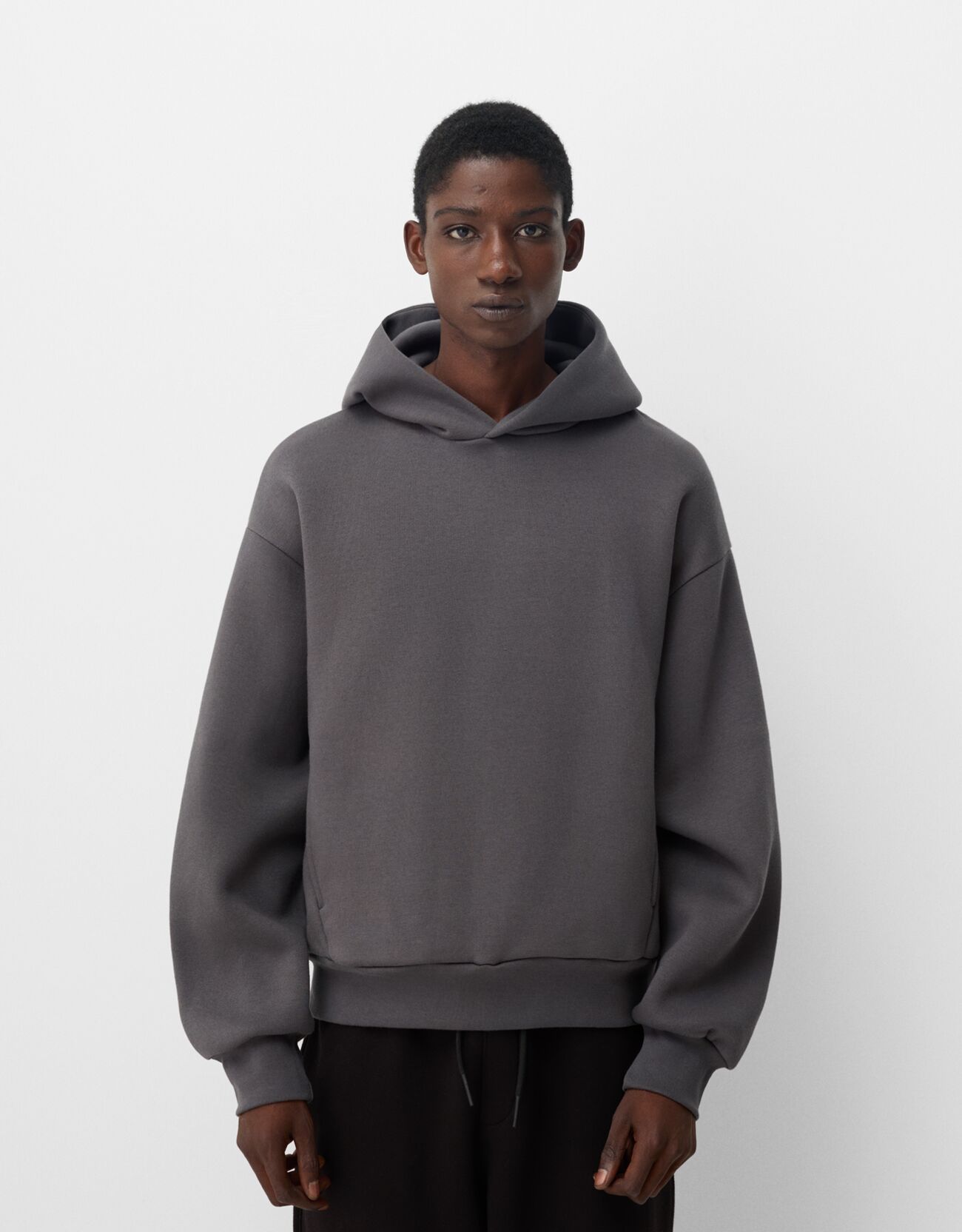 Bershka Sudadera Capucha Hombre Xs Gris