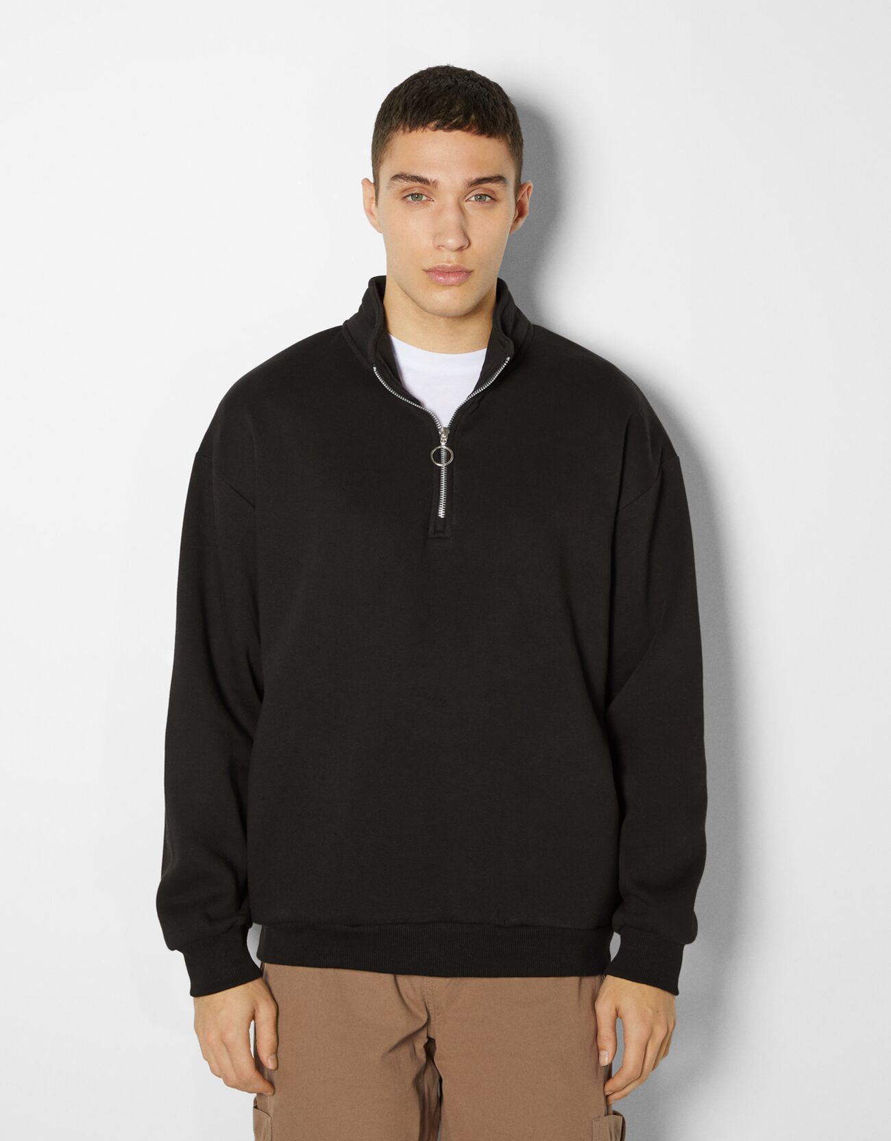 Bershka Oversize-Sweatshirt Mit Rollkragen Herren Xxl Schwarz