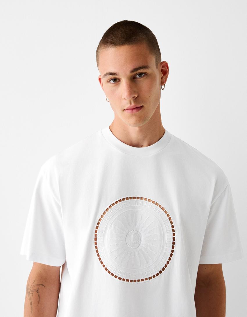 T-shirt manches courtes broderie anglaise-Blanc-2