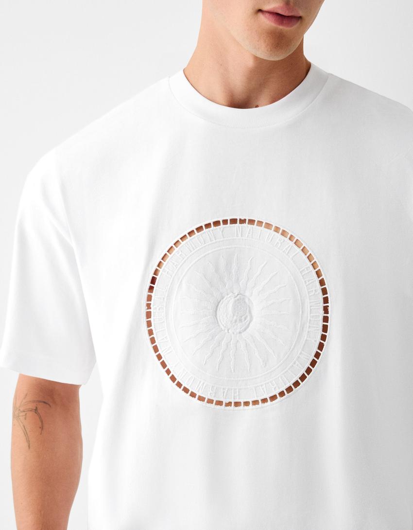 T-shirt manches courtes broderie anglaise-Blanc-5