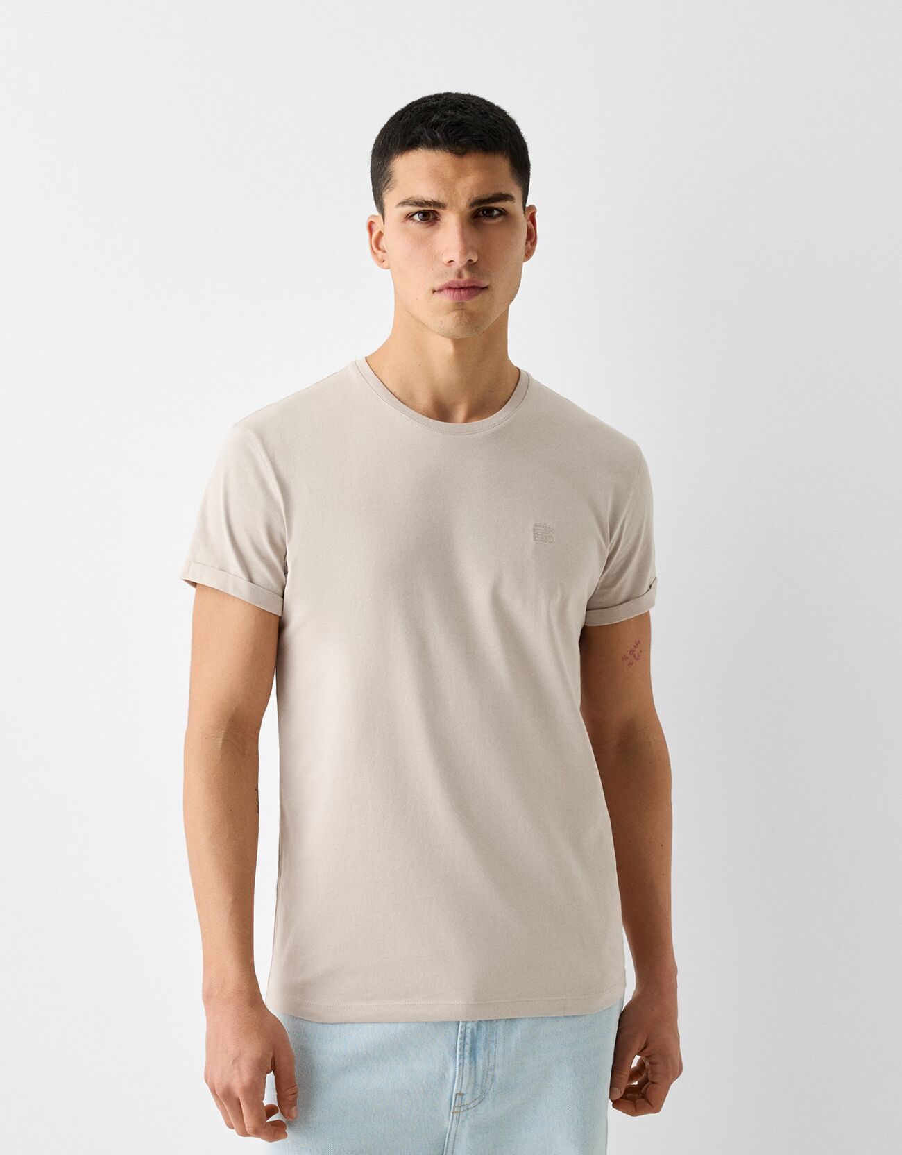 Bershka Maglietta A Maniche Corte Muscle Fit Uomo Xl Camel