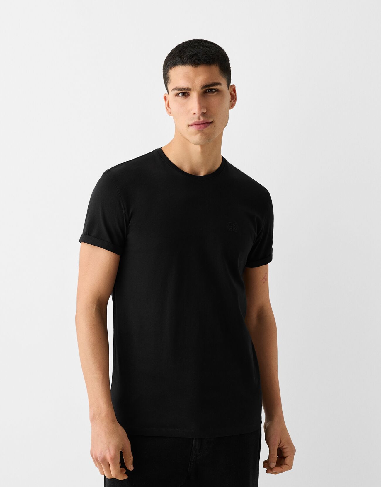 Bershka Maglietta A Maniche Corte Muscle Fit Uomo L Nero