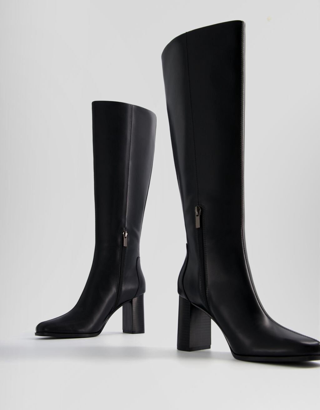 Bottes à talon large avec fermeture Éclair-Noir-3