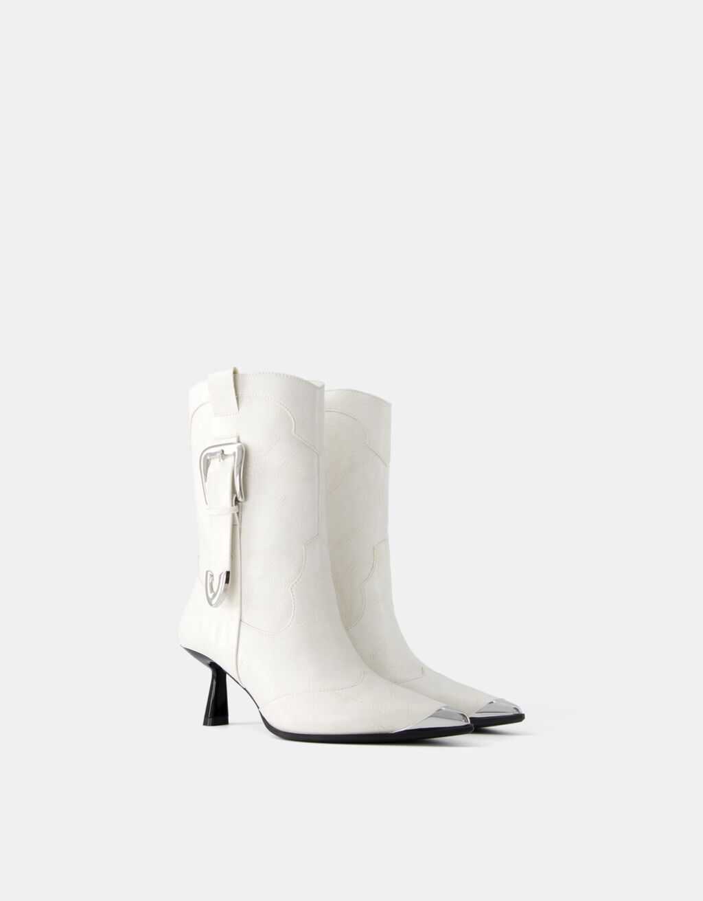 Botín tacón kitten cowboy-Blanco-0