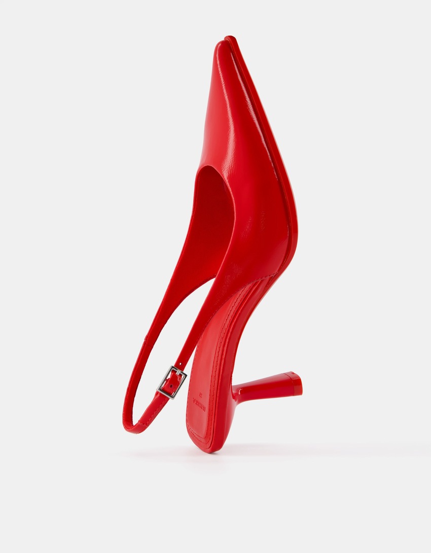 Escarpins type mules kitten heels-Rouge-2
