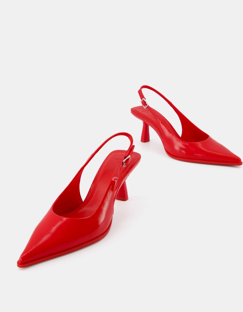 Escarpins type mules kitten heels-Rouge-3