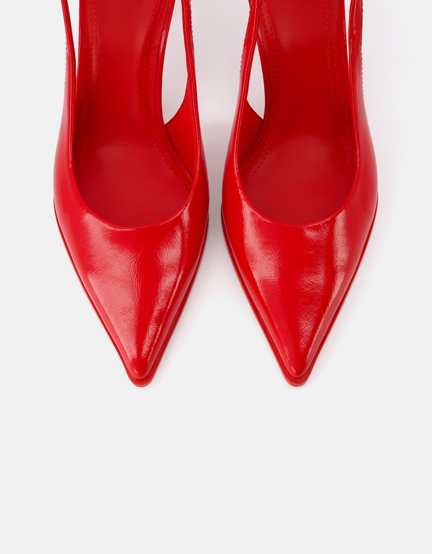 Escarpins type mules kitten heels-Rouge-4