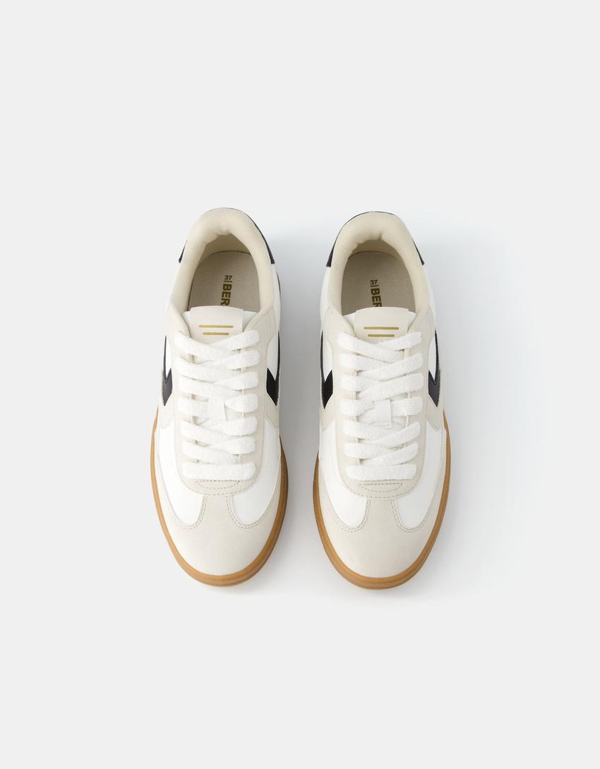 Sneakers rétro stampa animalier-Bianco-3