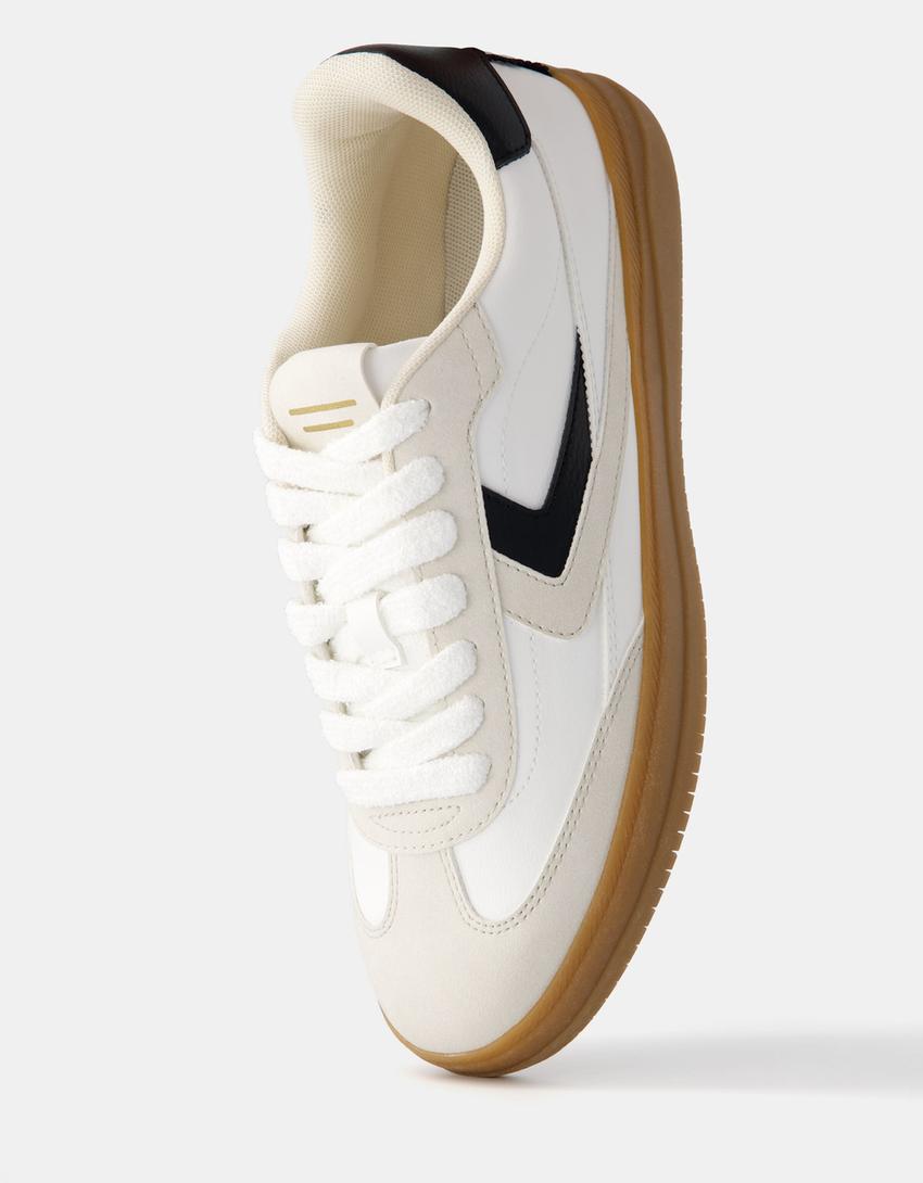 Zapatillas retro detalhe renda-Branco-2