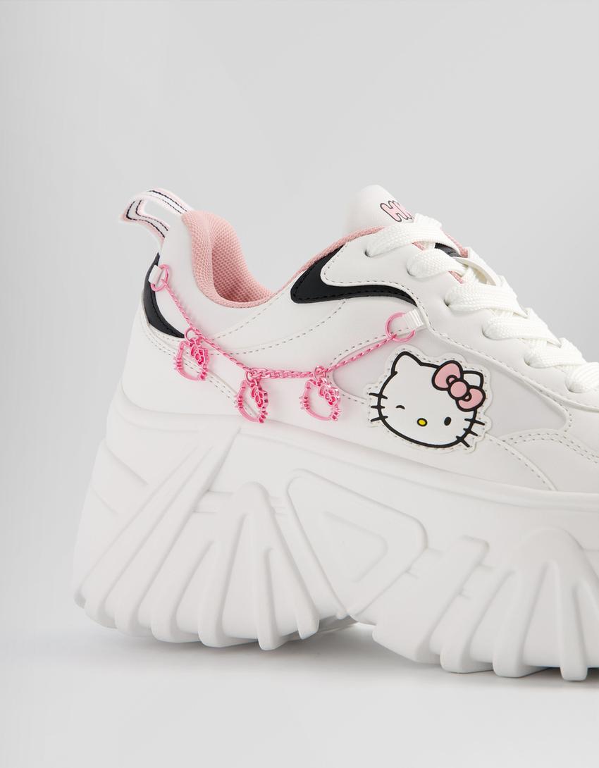 Sapatilhas plataforma Hello Kitty joia-Branco-4