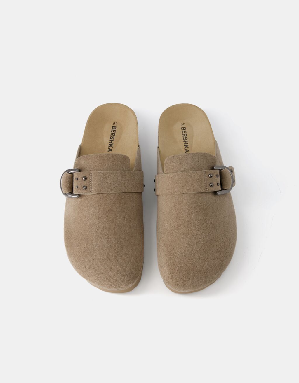 Buckled clogs with stud details-TAUPE-3