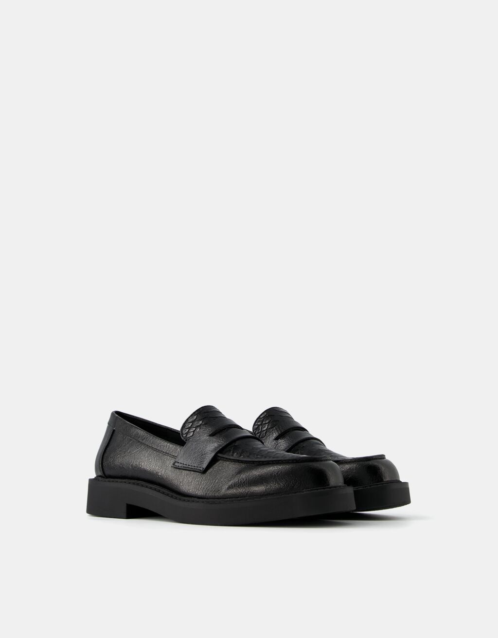 Flat black loafers-BLACK-1