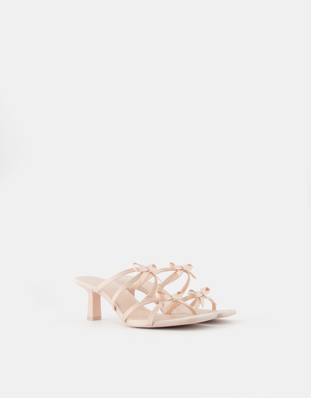 Bershka Sandalen Mit Kitten-Heels Und Schleifen Damen 41 Beige