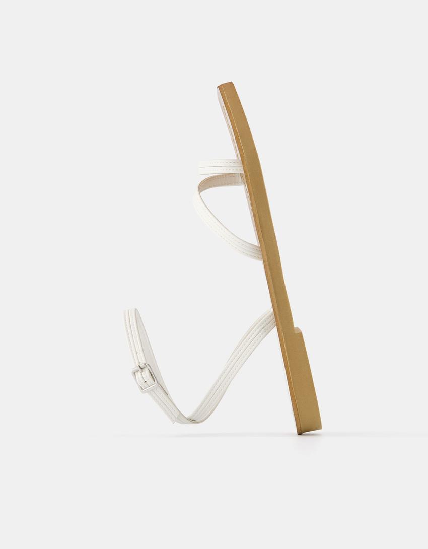 Sandália rasa tiras-Branco-3