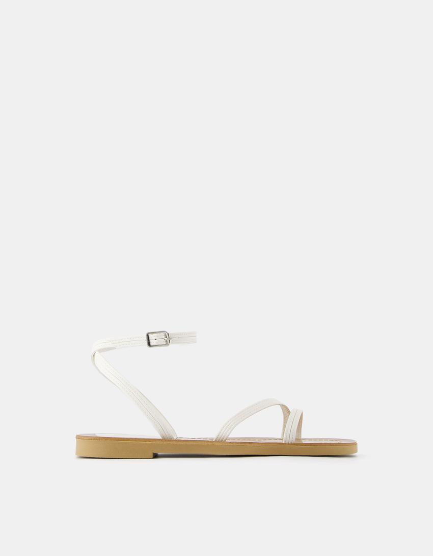 Sandália rasa tiras-Branco-6