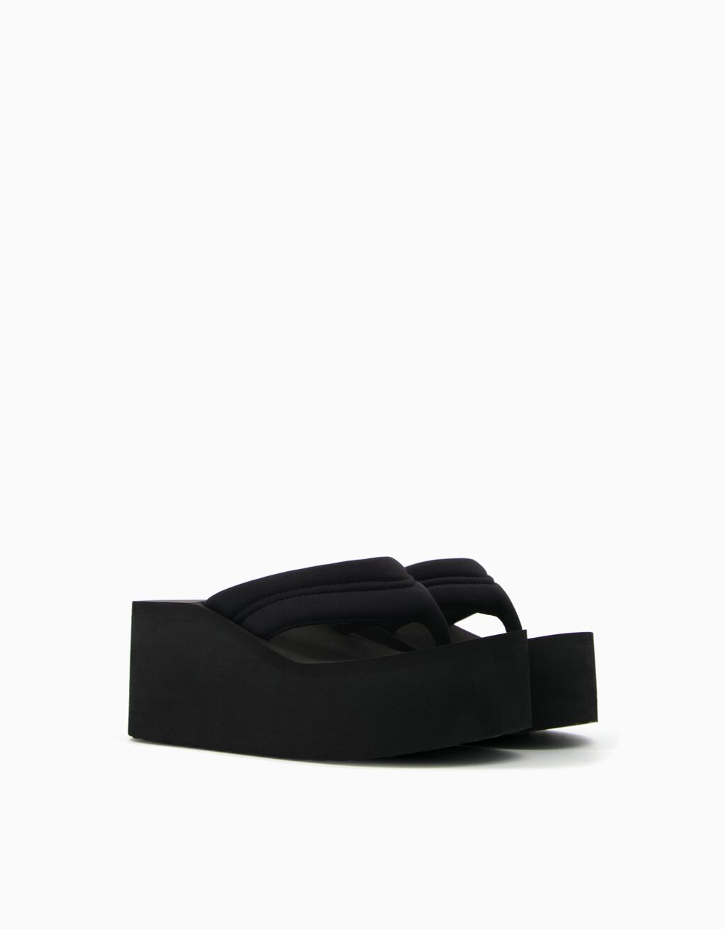 Quilted platform sandals-BLACK-1
