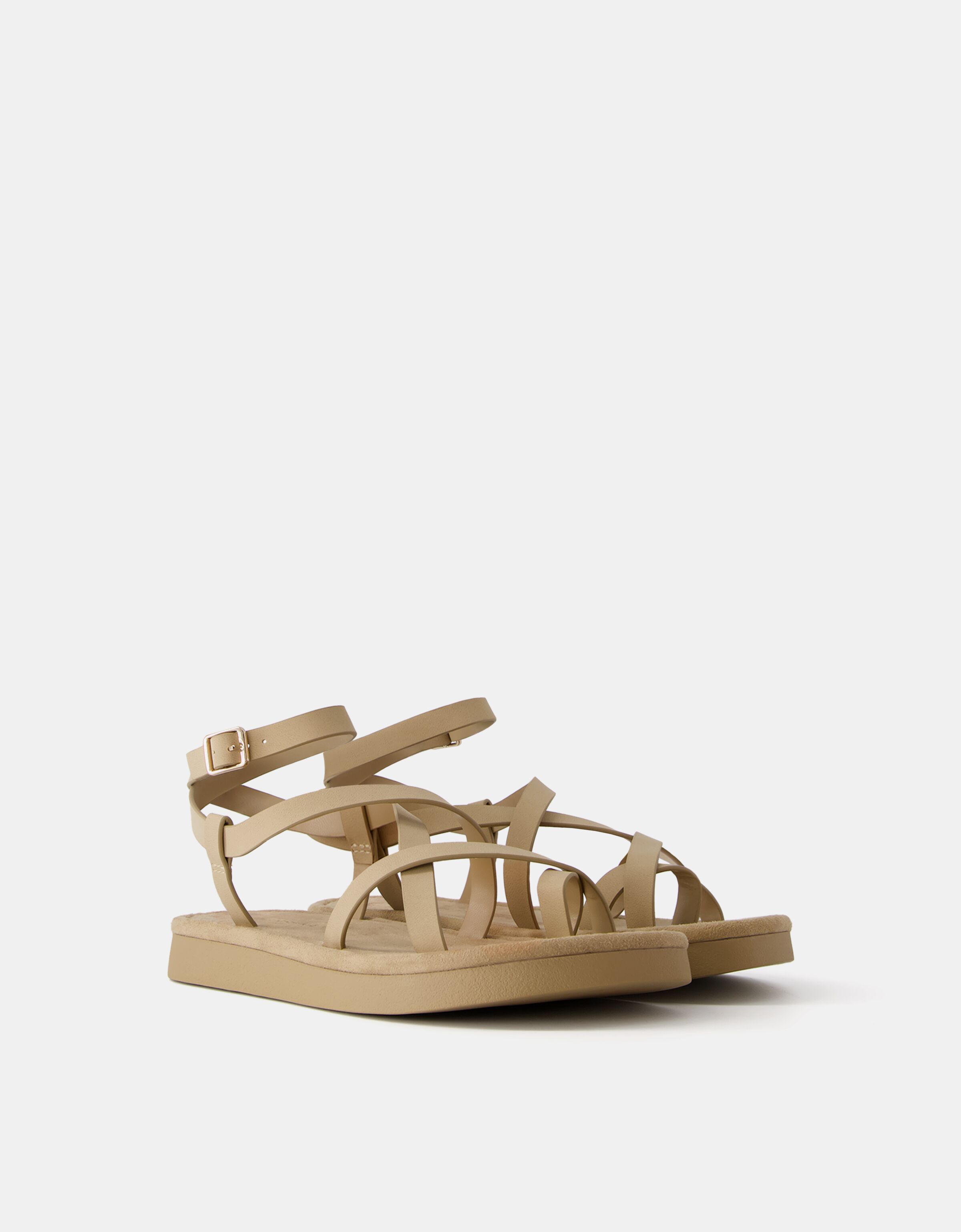 Sandales plates brides multiples BSK Teen Bershka