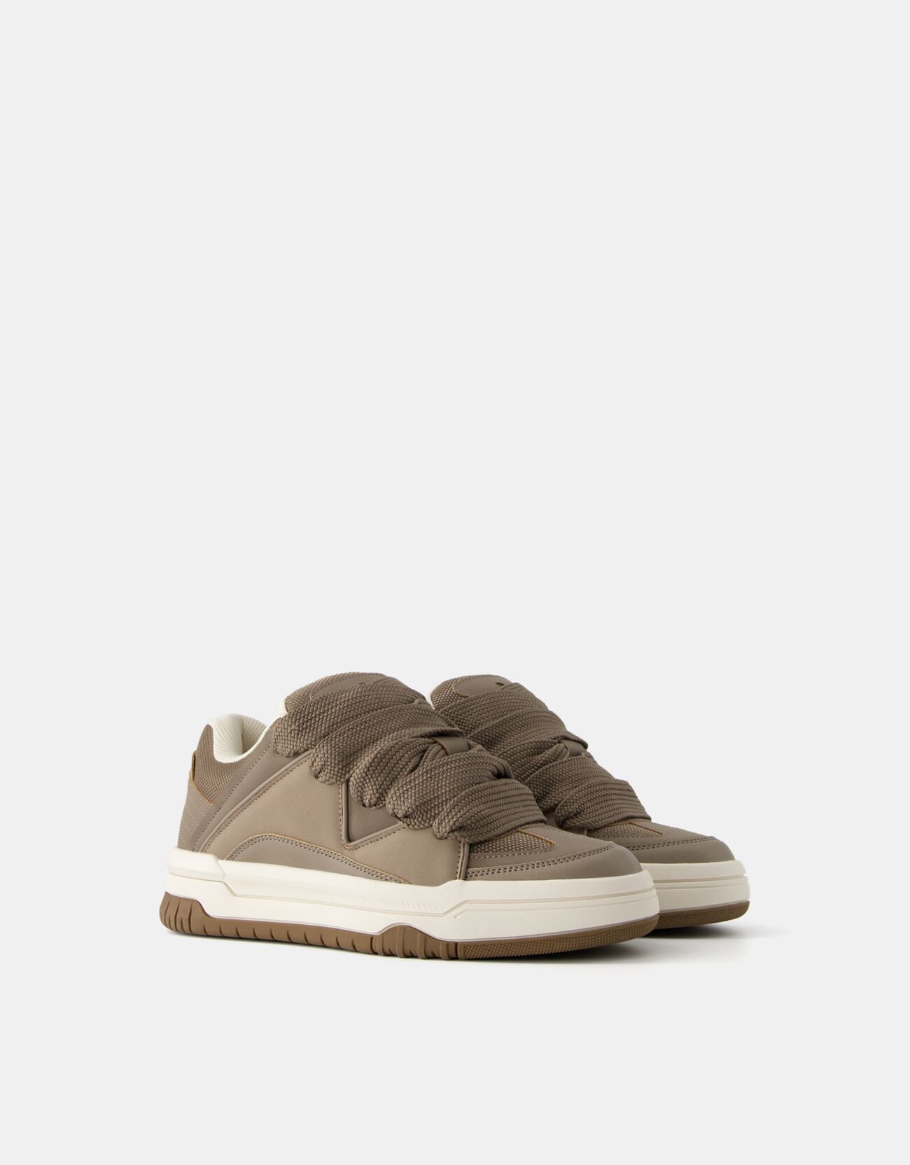 Bershka Sneakers Voluminose Tipo Skate Da Uomo Uomo 41 Taupe