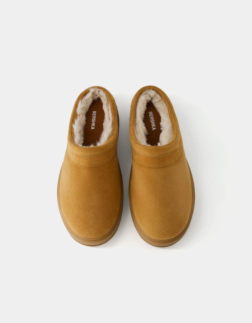 Sabots compensés doublés fourrure synthétique-Camel-4