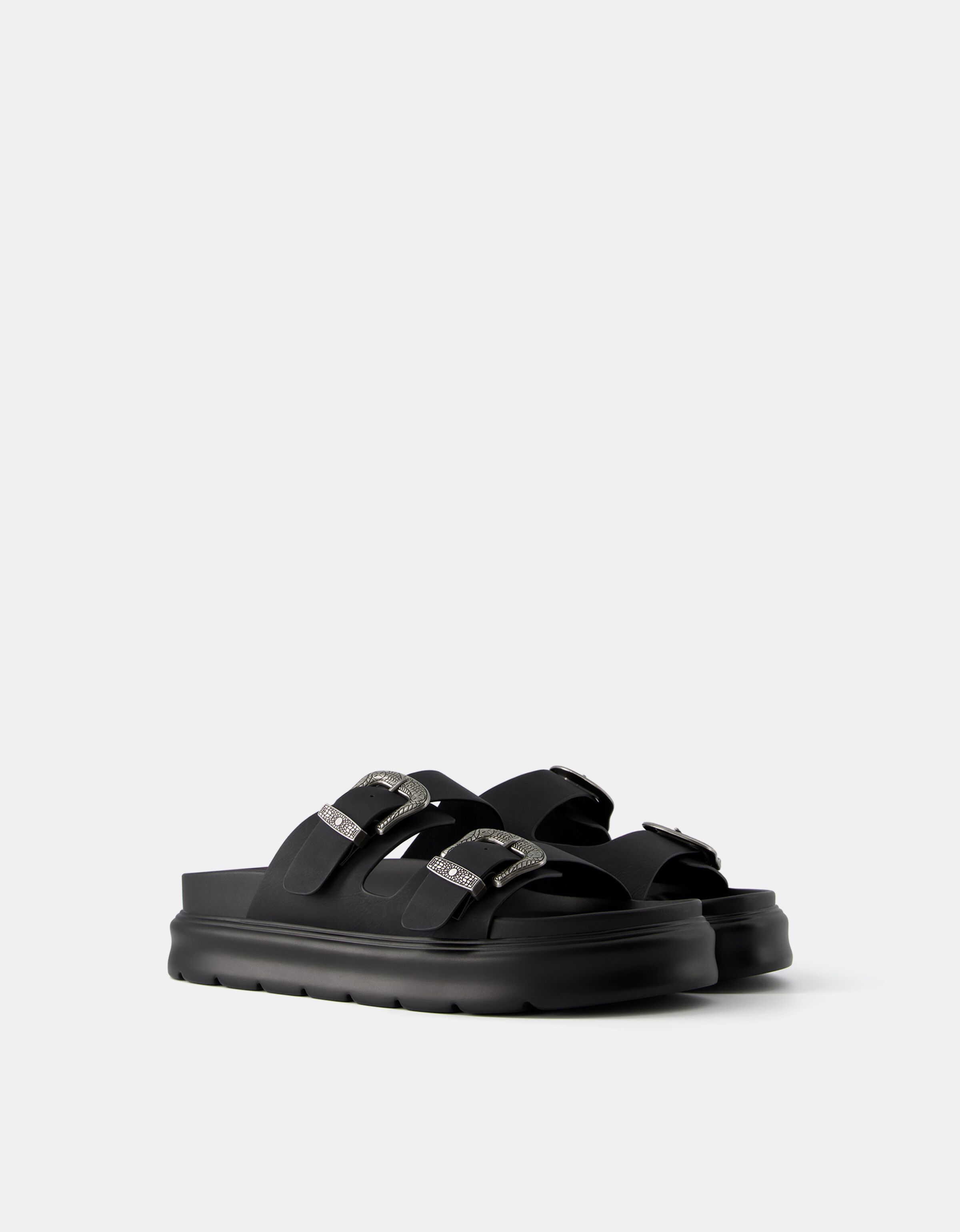 Men s buckled platform sandals Men Bershka