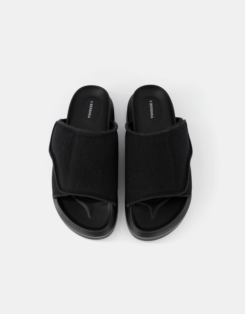 Sandália volume denim-Preto-3