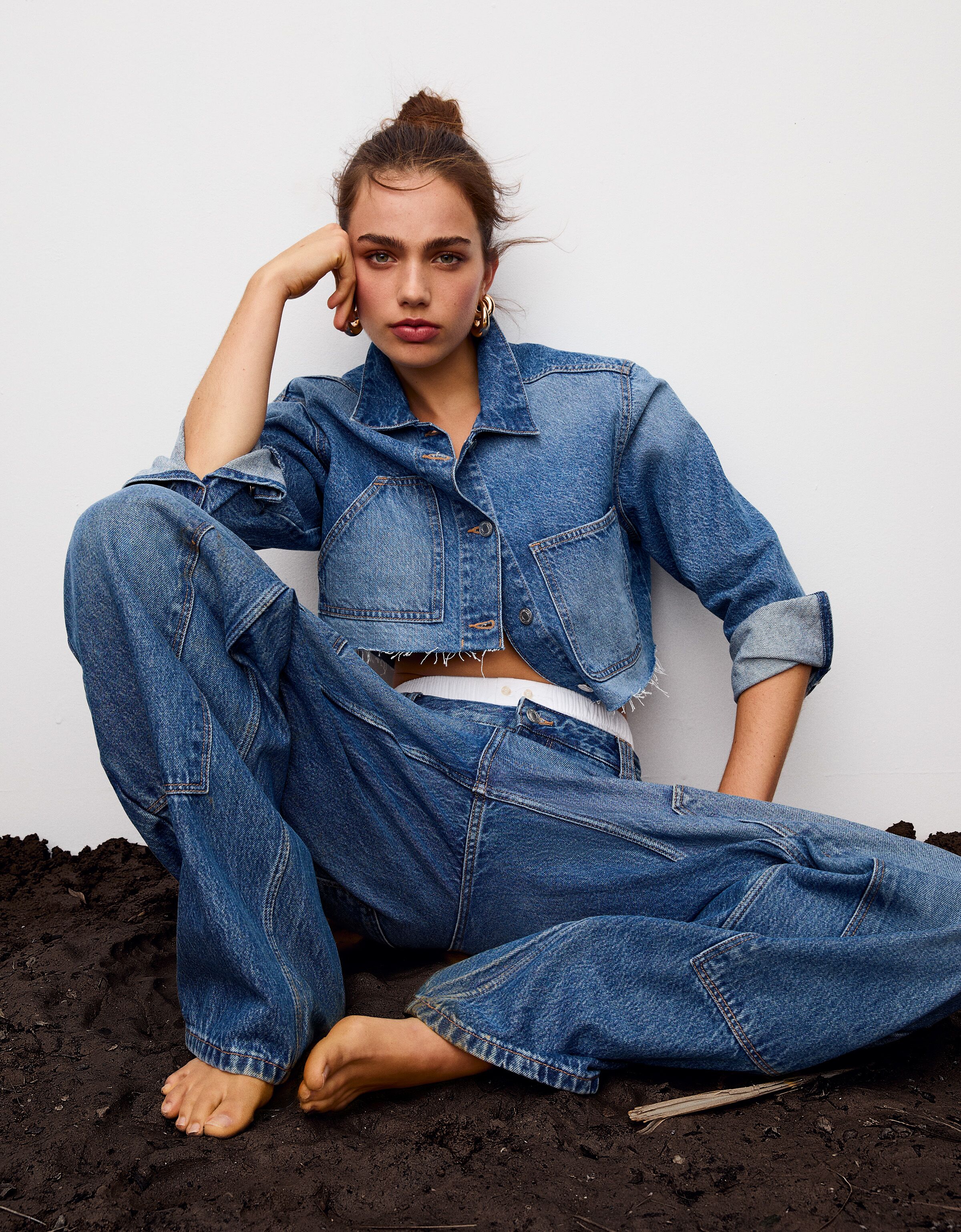 Workwear jacket and jeans set New Women Bershka