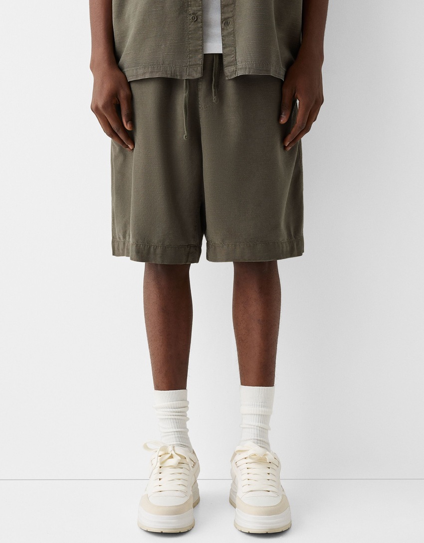 Ensemble chemise et bermuda rustique-Kaki-1