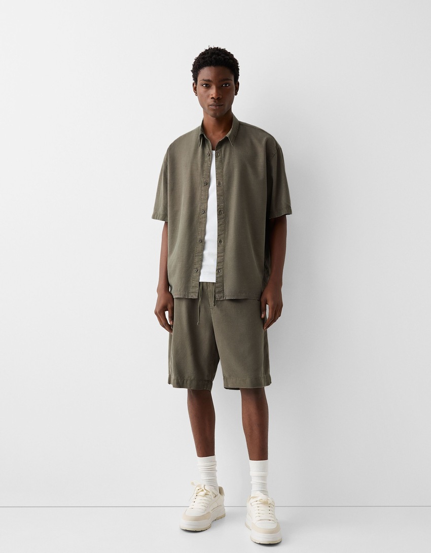 Ensemble chemise et bermuda rustique-Kaki-0