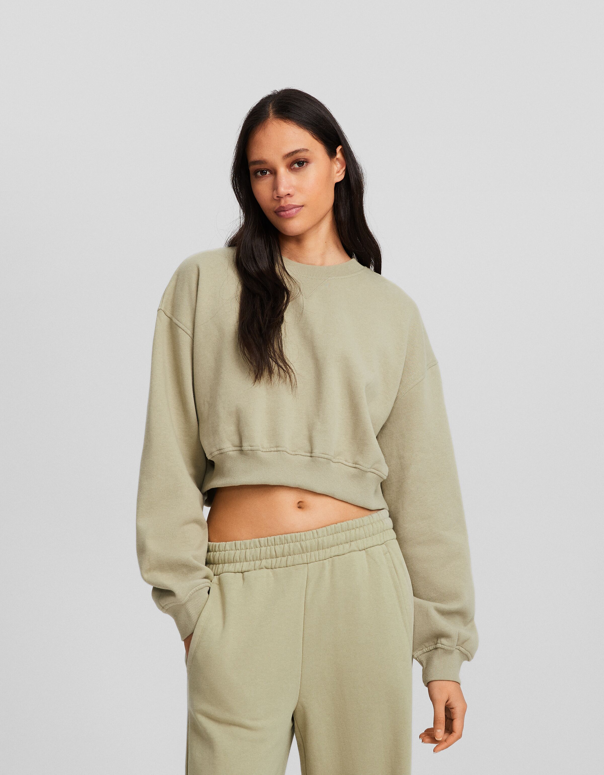 Bershka cropped sweatshirt clearance