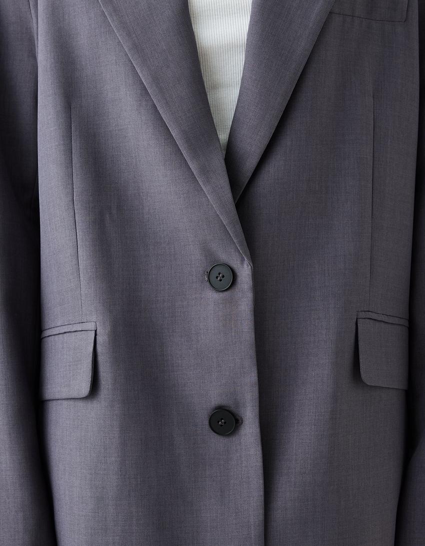 Conjunto blazer relax fit e calções bermuda popelina-Cinzento-escuro-8