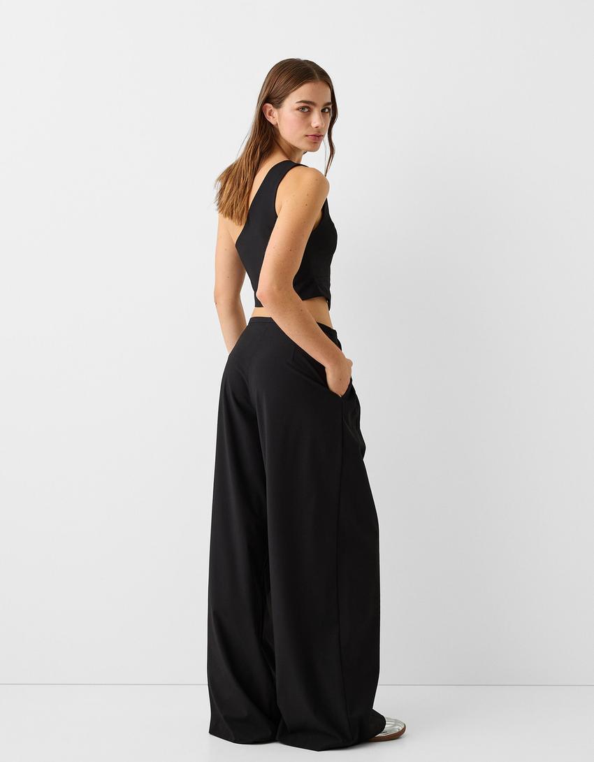 Tailored fit vest and trousers set-Black-2